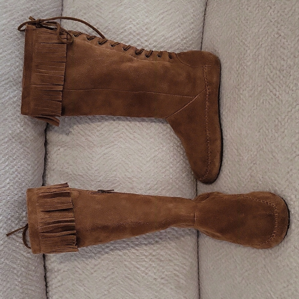Aldo Festival Ready Brown Suede Lace-Up Fringe Boots - US 7 | EUR 37.5